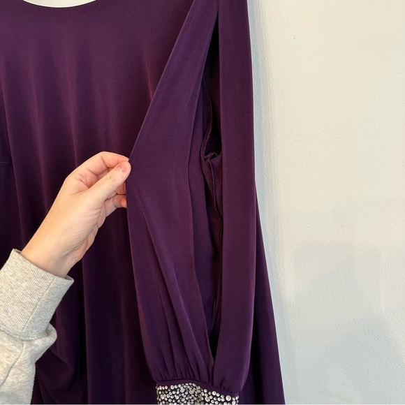 Jessica Howard Deep Purple Dress with Embellished Cuffs - Picture 5 of 9